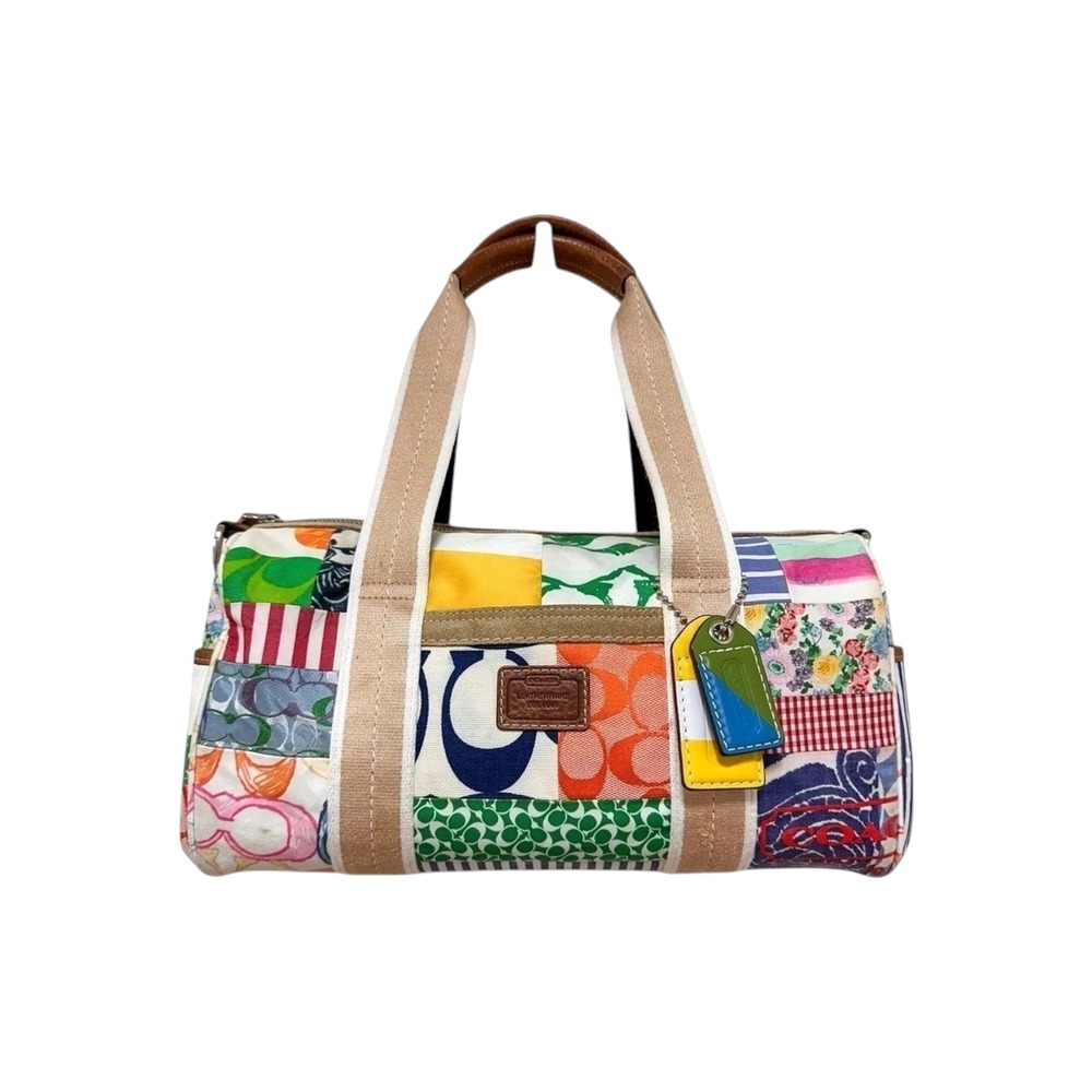 Coach Hamptons Weekend Patchwork Barrel Duffel Bag Multicolor 10452